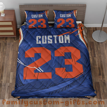 Custom Quilt Sets New York Jersey Personalized Basketball Premium Quilt Bedding for Men Women